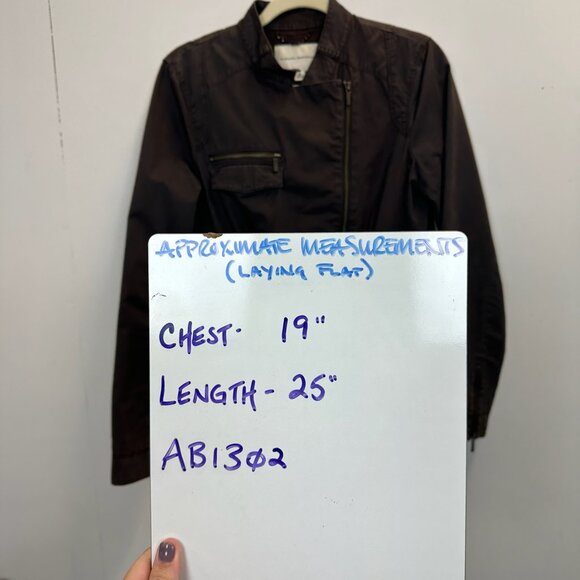 Banana Republic Moto Jacket Brown Cotton Twill Asymmetrical Full Zip Medium - Picture 11 of 11